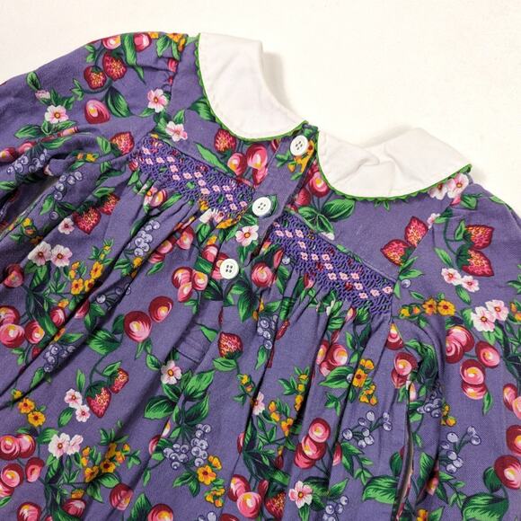 Viva La Fete Dress Girls Size 4 Purple Floral Midi Fruit Boutique - Picture 2 of 4